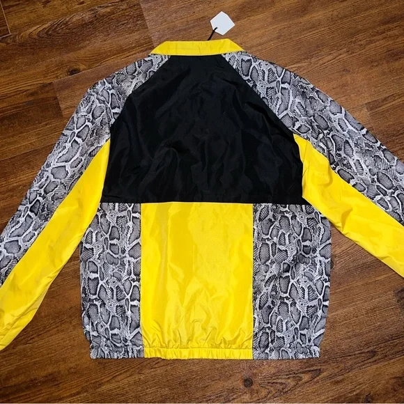 NWT WESC Black & Yellow Colorblock Snakeskin Retro Zip Up Track Jacket Size XL - Picture 4 of 14